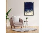 Leinwandbild QUEENCE "Abstrakt Blau", beige (farbe rahmen: schwarz, farbe bild(er): natur), B:40cm H:60cm T:2cm, Canvas, Holzrahmen, Bilder, Leinwandbild, mit einem Schattenfugenrahmen veredelt