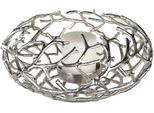 Kerzenständer CASABLANCA BY GILDE "Kerzenleuchter Twigs", silber (silberfarben), H:20cm Ø:42cm, Aluminium, Kerzenhalter, Kerzenständer, 1-flammig, aus Aluminium, Höhe ca. 20 cm