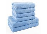 Handtuch Set HAMMETEX "6-teiliges Handtuch Set, 100% Baumwolle, Weich & Saugstark", blau (hellblau), 6 Stk., Frottier, Frottier, Obermaterial: 100% Baumwolle, Handtuch-Sets, Handtuch Set, mit Bordüre, einfarbig, weich