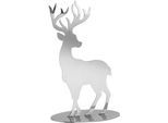 Weihnachtsfigur FINK "Hirsch JASPER, Weihnachtsdeko", silber (silberfarben), B:24cm H:35cm T:11cm, Edelstahl, Dekofiguren, Weihnachtsfigur, aus Edelstahl