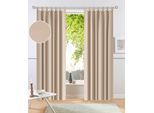 Vorhang OTTO HOME "Raja mit Schlaufen, 2er Pack, blickdicht, Topseller" Gr. 3, beige (sand), B:140cm H:225cm, Polyester, Recyceltes Material, Gardinen, Vorhang, 2er-Set, Bestseller, einfarbig, modern, pflegeleichte Mikrofaser, Topseller
