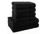 Handtuch Set HAMMETEX "6-teiliges Handtuch Set, 100% Baumwolle, Weich & Saugstark", schwarz, 6 Stk., Frottier, Frottier, Obermaterial: 100% Baumwolle, Handtuch-Sets, Handtuch Set, mit Bordüre, einfarbig, weich