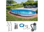 Ovalpool KONIFERA "Lanzarote I", weiß, B:320cm H:110cm L:600cm, Schwimmbecken, Ovalpool, 5-tlg., BxLxH: 320x600x110 cm