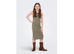 Jerseykleid KIDS ONLY "KOGBELFAST LIFE S/L MIDI DRESS NOOS JRS", Mädchen, Gr. 158/164, N-Gr, Kurzarm, Feinripp, grün (mermaid), Feinripp, Obermaterial: 95% Baumwolle, 5% Elasthan, unifarben, sehr figurbetont Midi, Rundhals, Kleider Jerseykleid