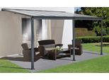 Terrassendach KONIFERA "Barcelona", grau (anthrazit), B:434cm T:300cm, Aluminium, Polycarbonat (PC), Terrassenüberdachungen, Terrassendach, in verschiedenen Größen
