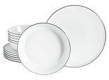 Tafelservice CREATABLE "Chef Collection Black Line, Tafel-Service 12-tlg", weiß, 12 Stk., Porzellan, Geschirr-Sets, Tafelservice, Teller Set, Daily Use, Zeitlos