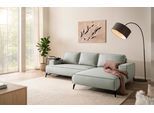 Ecksofa HOME AFFAIRE "TVINNU, L-Form, 275cm, in Cord und Leinenoptik", hellgrün, B:275cm H:83cm T:173cm, Sofas, Ecksofa, wahlweise Recamiere rechts/links, schwarze Füße, bequemer Sitzkomfort