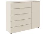 Schubkastenkommode RAUCH "Kommode Türkommode Sideboard Kombikommode FLIPP", beige (champagner), B:120cm H:100cm T:42cm, Holzwerkstoff, Sideboards, Schubkastenkommode, 1-türig mit 5 Schubladen und Soft-Close-Funktion