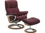 Fußhocker STRESSLESS "Mayfair", rot (bordeaux batick), B:55cm H:41cm T:39cm, Leder BATICK: BATICK ist ein leicht korrigiertes, durchgefärbtes und genarbtes Möbelleder, bei dem die meisten Unebenheiten und Spuren in der Regel entfernt wurden.;Leder PALOMA: PALOMA ist ein durchgefärbtes Semianilin-Möbelleder mit natürlicher Narbung.;ROHLEDER Stoff Q2 FARON: Ein fester zuverlässiger Bouclé mit einem