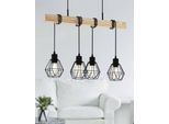 EGLO Hängeleuchte "TOWNSHEND 5, Hängelampe, Stahl und Holz, E27, IP20, Pendellampe, Lampe", braun (schwarz, braun), 4, Ø 0cm H: 110cm, 1 Stk., Leuchten, Hängeleuchte, L70 x B20 x H110 cm, schwarz, braun, 4X60W exkl., Hängeleuchte