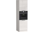 Backofenumbauschrank KOCHSTATION "Luna, Backofenschrank, Backofen-Hochschrank, Made in Italy", weiß hochglanz, weiß matt, B:60cm H:214,5cm T:60cm, Schränke, Backofenumbauschrank, B/T/H: 60×60×214,5 cm, Oberplatte mit 25 mm Stärke