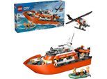 Konstruktionsspielsteine LEGO "Rettungsboot der Küstenwache mit Hubschrauber (60504), LEGO City", bunt, Spielbausteine, Kinder, Kunststoff, Konstruktionsspielsteine, Made in Europe