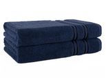 Duschtuch HAMMETEX "2er Set Badetücher 70x140 cm, 100% Baumwolle, Weich & Saugstark", blau (dunkelblau), B:70cm L:140cm, Frottier, Baumwolle, Handtücher, Duschtuch, mit Bordüre, einfarbig, weich