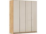 Drehtürenschrank OTTO HOME "Kleiderschrank Kleiderschränke Schrank Garderobe AGORDO mit Glasfront", beige (eiche artisan, glas beige (champagner)), B:181cm H:210cm T:54cm, Holzwerkstoff, Schränke, Drehtürenschrank, durchdachte Innenausstattung, in 8 Breiten und 2 Höhen MADE IN GERMANY