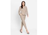 Hosenanzug HEINE, Damen, Gr. 34, Normalgrößen, beige, 63% Polyester, 34% Viskose, 3% Elasthan, Anzüge Hosenanzug