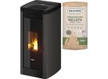 Pelletofen FREEPOINT "Steel 9 Metall anthrazit", grau (schwarz), Kaminöfen, Pelletofen, Integriertes Wi-Fi, AIRTIGHT Dichtes Verbrennungsraum