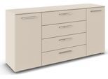 Kombikommode RAUCH "Sideboard Schubkommode Kommode MONTCLAR Front Dekor/Hochglanz/Glas", beige (champagner), griffe chrom, B:160cm H:81cm T:42cm, Holzwerkstoff, Sideboards, Kombikommode, 2-türig, 4 geräumige Schubladen, viele Griffvarianten MADE IN GERMANY
