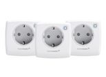 HOMEMATIC IP Funksteckdose "IP Schaltsteckdose 3er Set", weiß, B:11,3cm H:30cm T:12,4cm, Steckdosenschalter, Funksteckdose