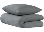 Bettwäsche UNCOVER BY SCHIESSER "Lennox", grau (dunkelgrau), B/L: 135cm x 200cm, 1 Stk., 1 Stk., Musselin, B/L: 80cm x 80cm, 2 Stk., Musselin, Obermaterial: 100% Baumwolle, Bettwäsche, Bettwäsche