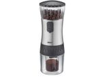Kaffeemühle GEFU "POLVE", transparent (silberfarben, schwarz, transparent), B:8cm H:22,5cm T:8cm, Kaffeemühlen, Kaffeemühle, Keramikmahlwerk, stufenlos, Kompakt, leicht, USB