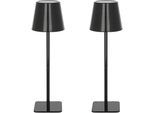 OTTO HOME LED Tischleuchte "Merrin - 2er Set Akkuleuchte", schwarz, 1, Ø 11cm H: 37cm, 2 Stk., Leuchten, 2er Set, dimmbar, Farbwechsel, Akku Tischlampe, LED, USB-C, CCT, LED Tischleuchte