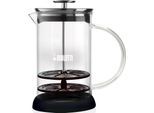Milchaufschäumer BIALETTI "Cappuccinatore Glas", schwarz, H:14,5cm, Milchaufschäumer, Milchaufschäumer, Glas, Fassungsvermögen: ca. 500 ml