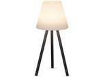 PACO HOME Tischleuchte "ROBIN", grau, Ø 24,5cm H: 57cm, Leuchten, Dreibein Outdoor Balkon Für Außen LED Lampe Retro Skandi, Tischleuchte