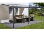 Terrassendach KONIFERA "Barcelona", grau (anthrazit), B:557cm T:300cm, Aluminium, Polycarbonat (PC), Terrassenüberdachungen, Terrassendach, in verschiedenen Größen