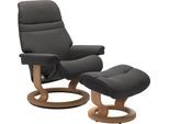Fußhocker STRESSLESS "Sunrise", grau (rock paloma), B:57cm H:39cm T:40cm, Leder BATICK: BATICK ist ein leicht korrigiertes, durchgefärbtes und genarbtes Möbelleder, bei dem die meisten Unebenheiten und Spuren in der Regel entfernt wurden.;Leder PALOMA: PALOMA ist ein durchgefärbtes Semianilin-Möbelleder mit natürlicher Narbung.;ROHLEDER Stoff Q2 FARON: Ein fester zuverlässiger Bouclé mit einem str