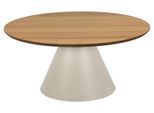 Couchtisch ACTONA GROUP "Soli", grau (hellgrau, hellgrau, natur), B:85cm H:40cm T:85cm, Tische, Couchtisch, Rund Couchtisch, Tischplatte matt Eiche, Säule Gestell grau, Ø65x43cm