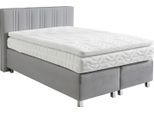 Boxspringbett, grau, B:155cm L:210cm, Bezug: 100% Polyester;Polsterung: 100% Polyester, WESTFALIA SCHLAFKOMFORT, Komplettbetten, Boxspringbett, wahlweise mit Bettkasten und Topper