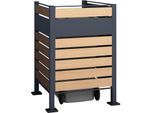 Mülltonnenbox WESTMANN "Planum", grau (anthrazit, holzoptik), B:90cm H:120cm T:90cm, Stahl, Aufbewahrungsboxen, Mülltonnenbox, Mülltonnenverkleidung & Sichtschutz