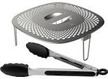 PHILIPS Grillpfanneneinsatz "HD9954/01 Snack Profi-Kit", schwarz (schwarz, grün), B/H/T: 8cm 22cm x 22cm, Backbleche, Snackdeckel+ Zange für Airfryer XXL HD96XX, HD97XX, HD98XX, Grillpfanneneinsatz