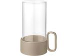 Kerzenhalter BLOMUS "Windlicht YURAGI", beige (nomad), B:15cm H:21cm T:11cm, Glas, Steingut, Kerzenhalter, Kerzenhalter, aus Steingut und Glas, Höhe ca. 21 cm