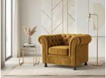 Sessel HOME AFFAIRE "BRONNOY Chesterfield Sessel mit aufwendiger Knopfheftung, Breite 108cm", braun (gold), B:108cm H:75cm T:90cm, 100% Polyester, Sessel, Sessel, Polstersessel mit geschwungenen Armlehnen, Chesterfield-Optik