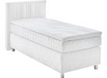 Boxspringbett, weiß, B:105cm L:210cm, Bezug: 100% Polyester;Polsterung: 100% Polyester, WESTFALIA SCHLAFKOMFORT, Komplettbetten, Boxspringbett, wahlweise mit Bettkasten und Topper