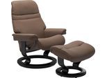 Fußhocker STRESSLESS "Sunrise", braun (mole batick), B:57cm H:39cm T:40cm, Leder BATICK: BATICK ist ein leicht korrigiertes, durchgefärbtes und genarbtes Möbelleder, bei dem die meisten Unebenheiten und Spuren in der Regel entfernt wurden.;Leder PALOMA: PALOMA ist ein durchgefärbtes Semianilin-Möbelleder mit natürlicher Narbung.;ROHLEDER Stoff Q2 FARON: Ein fester zuverlässiger Bouclé mit einem st