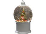 KONSTSMIDE LED Dekoobjekt "LED Kugellaterne, "Weihnachtsszenerie", weiß, 1 warm weiße Diode", weiß, 1, Ø 12,5cm H: 21cm, 1 Stk., Leuchten, wählbare Energieversorgung zwischen USB oder Batteriebetrieb, 5h Timer, LED Dekoobjekt