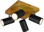 TRIO LEUCHTEN Deckenstrahler "Marley", schwarz, 4, Ø 6cm H: 16cm, 1 Stk., Leuchten, mit Holz Baldachin, Strahler dreh- und schwenkbar, Deckenstrahler