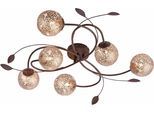PAUL NEUHAUS Deckenleuchte "GRETA", braun (rostbraun, goldfarben), 6, Ø 67cm H: 15,5cm, 1 Stk., Leuchten, mit goldfarbenen Metallschirmen, ohne Leuchtmittel, Deckenleuchte