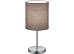 REALITY LEUCHTEN Schreibtischlampe "Jerry", grau (taupe, chromfarben), 1, Ø 13cm H: 28,5cm, 1 Stk., Leuchten, E14 Tischleuchte exkl. Leuchtmittel, mit Stoffschirm u. Schnurschalter, Schreibtischlampe