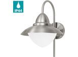 Wandleuchte EGLO "SIDNEY Wandlampe, E27, IP44, Edelstahl und Glas, Außenlampe, Lampe", weiß (edelstahlfarben, weiß), B:27cm H:37,5cm T:32,5cm, Leuchten, Wandleuchte, Wand-/Deckenleuchte, H37,5 x Ø27 x AL32,5cm, edelstahl - 1X60W exkl.