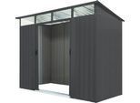 Gerätehaus PERGART "Lübeck 86", grau (anthrazit), Metall, Gerätehäuser, Gerätehaus, Metall, mit Pultdach und Lichtband, anthrazit matt