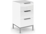 Nachtkommode RAUCH "Nachttisch Nachtschrank Nachtkonsole FLIPP mit Glasfront", alpinweiß, glas kristallweiß, B:40cm H:71cm T:42cm, Holzwerkstoff, Sideboards, Nachtkommode, mit 3 Schubladen und Soft-Close-Funktion, Oberboden und Front Glas