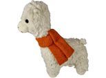 Kuscheltier HEUNEC "Kuma Lama, 30 cm, mit orangefarbenem Schal", weiß (wollweiß), Plüschfiguren, KinderH:30cm, Kuscheltier, mit individueller Bestickung, Made in Germany, H:30cm
