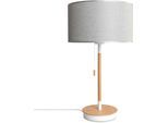PACO HOME Tischleuchte "EK CA UNI COLOR", grau (grau natur weiß), Ø 28cm H: 49cm, Leuchten, Nacht Mit Schalter Stofflampe Vintage Skandinavisch, Tischleuchte