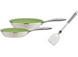 Pfannen-Set GSW "CERAMICA color", grün (grün, weiß), Ø:28cm, Pfannen, Pfannen-Set, Induktion