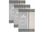 Geschirrtuch ROSS "BBQ", grau (grau, beige), B:50cm L:70cm, 100% Baumwolle, Geschirrtücher, Geschirrtuch, Motivtuch, aus 100% Baumwolle
