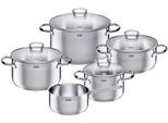 Topf-Set SILIT "Toskana, teilmattiert, Induktions Töpfe Set unbeschichtet", silber (edelstahlfarben), Töpfe, Topf-Set, mit Glasdeckel, für alle Herdarten geeignet, ohne Innenskalierung