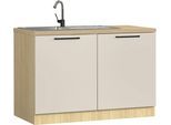 Spülenschrank KOCHSTATION "Luna, Unterschrank für Spüle, Küchenspülenschrank, Made in Italy", beige (kaschmirfarben, eiche chopinfarben), B:120cm H:85cm T:60cm, Schränke, Spülenschrank, B/T/H: 120×60×85 cm, inklusive Einbauspüle und Siphon